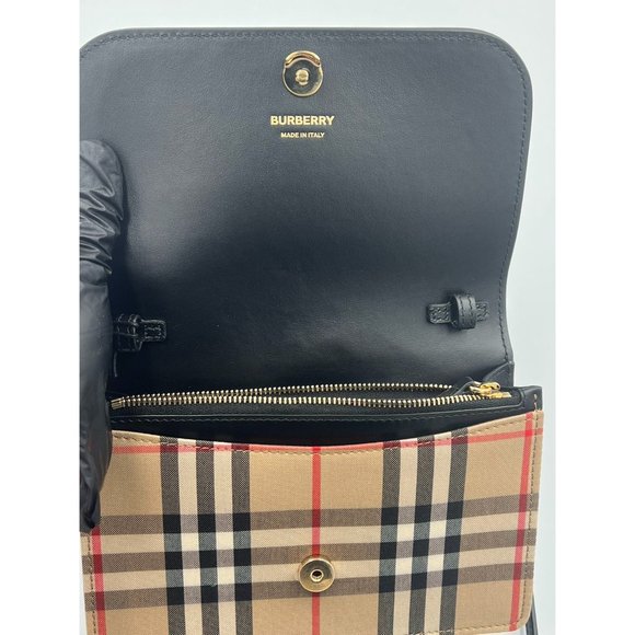 Burberry Hampshire Canvas Compact Leather Check Pattern Shoulder/Crossbo… - Picture 3 of 13